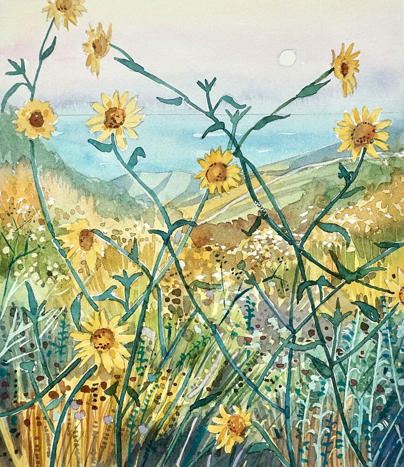 Sunny Wildflowers Ocean View art print by Luisa Millicent for $57.95 CAD