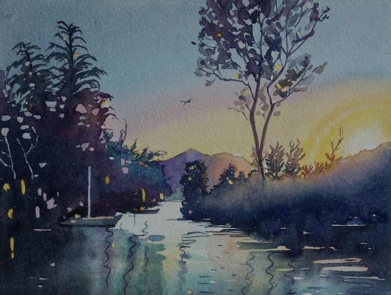 Tranquil River Sunset art print by Luisa Millicent for $57.95 CAD