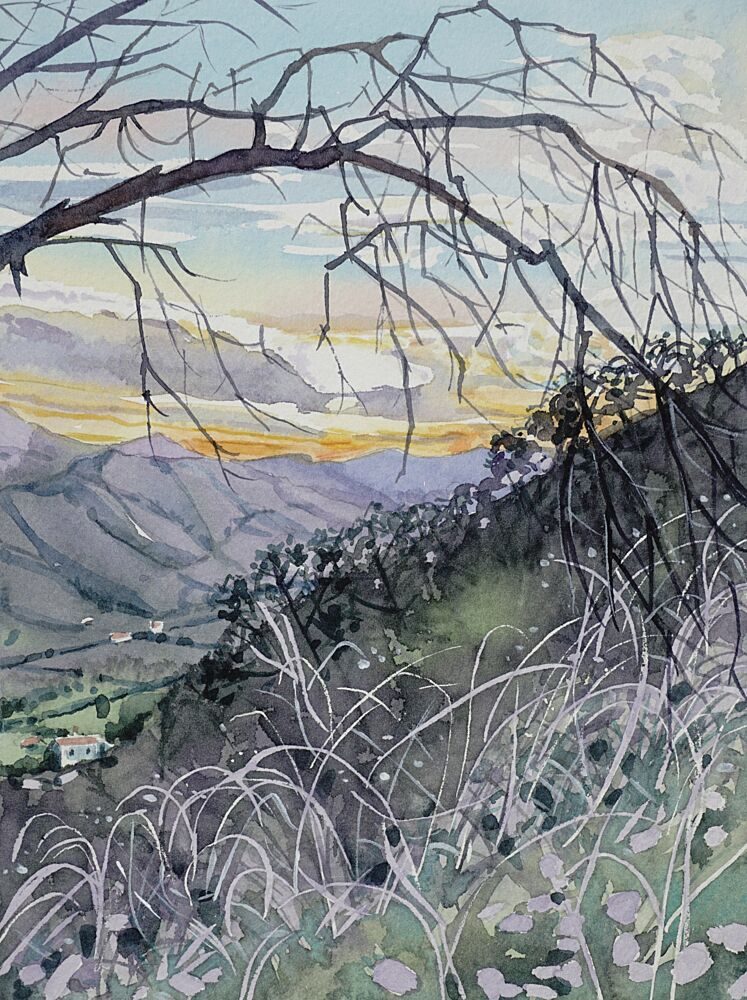 Sunset Mountain Valley art print by Luisa Millicent for $57.95 CAD
