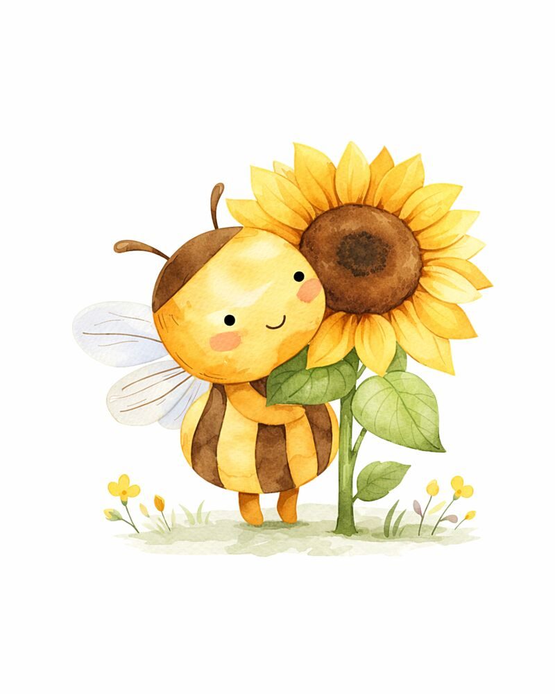 Happy Bee Sunflower art print by Anda Bieza for $57.95 CAD