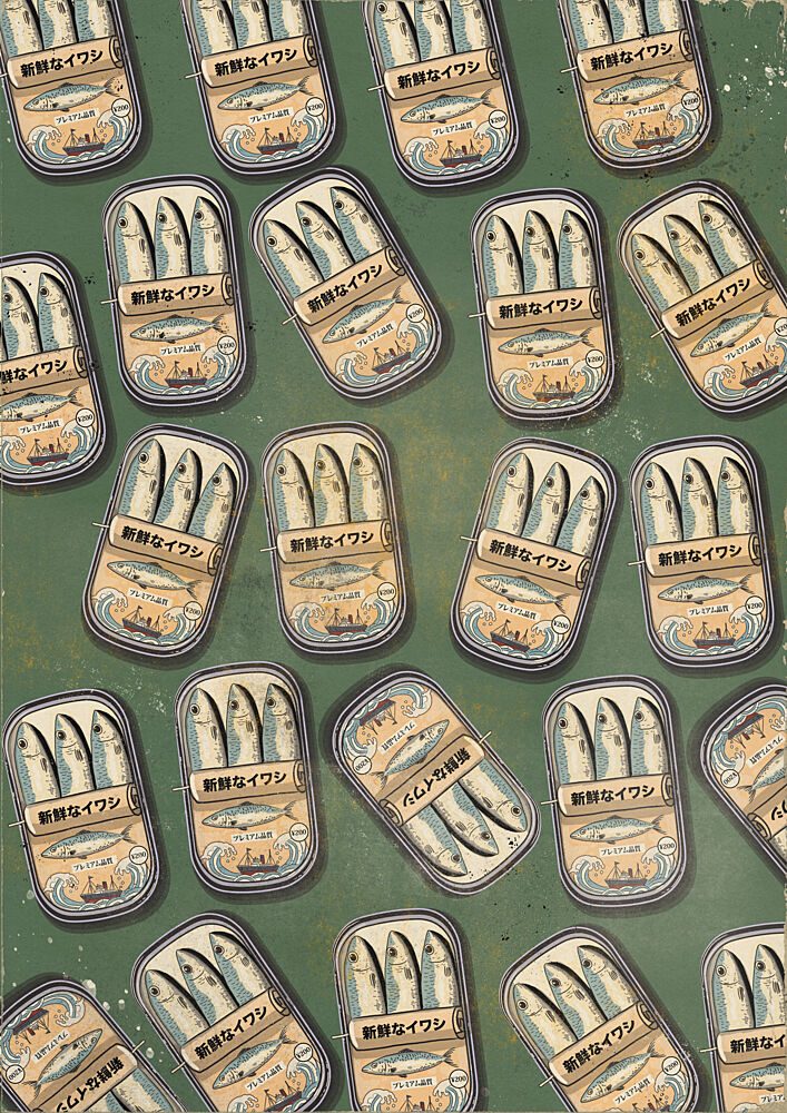 Vintage Sardine Can Pattern art print by Nicholas for $57.95 CAD