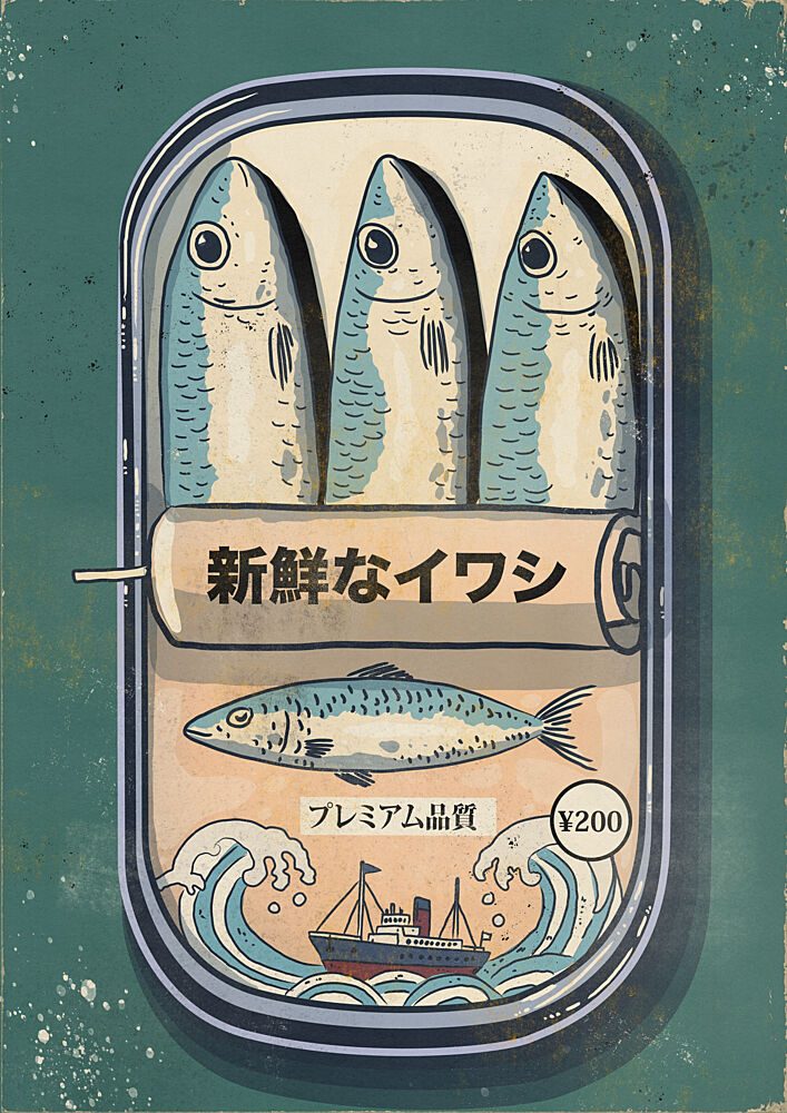 Vintage Japanese Sardines art print by Nicholas for $57.95 CAD