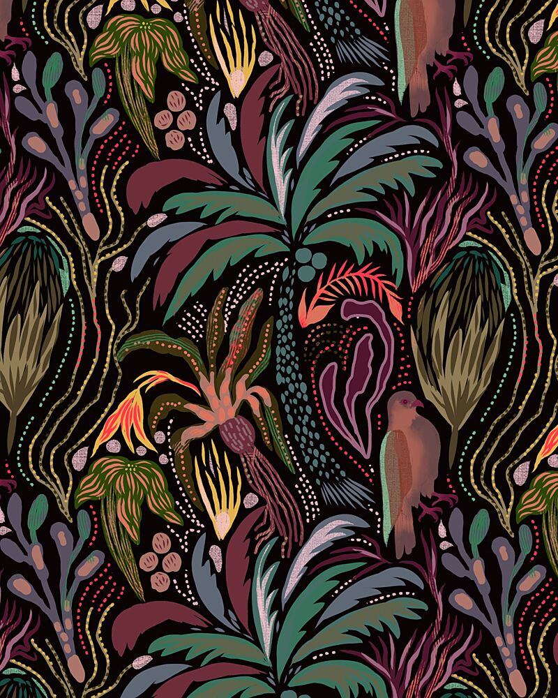 Dark Tropical Jungle Pattern art print by Josie George for $57.95 CAD
