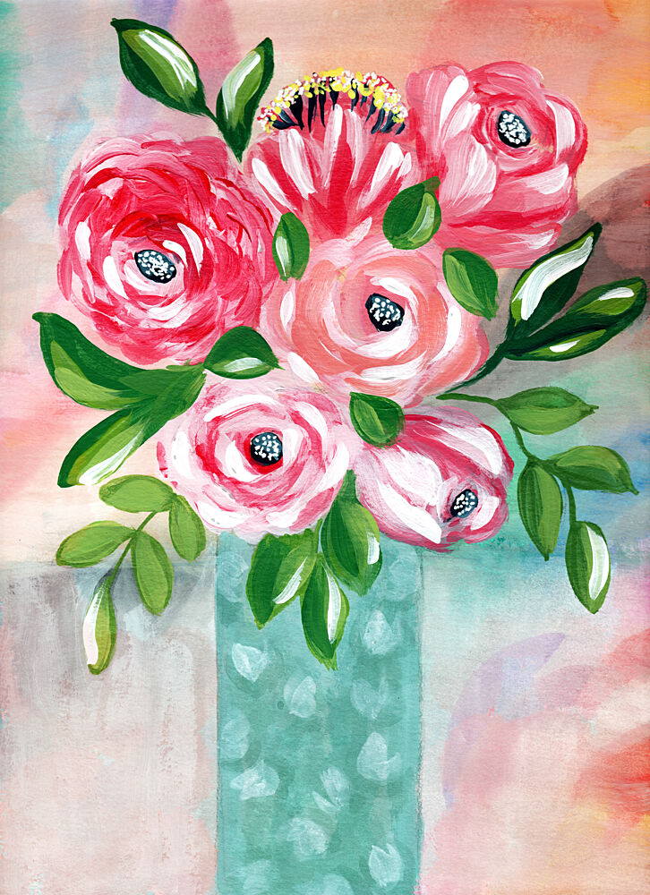 Vibrant Pink Flowers Vase art print by Jasmine Goodwin for $57.95 CAD