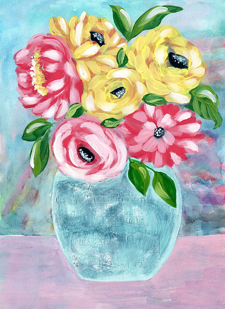 Happy Blooms in Vase art print by Jasmine Goodwin for $57.95 CAD