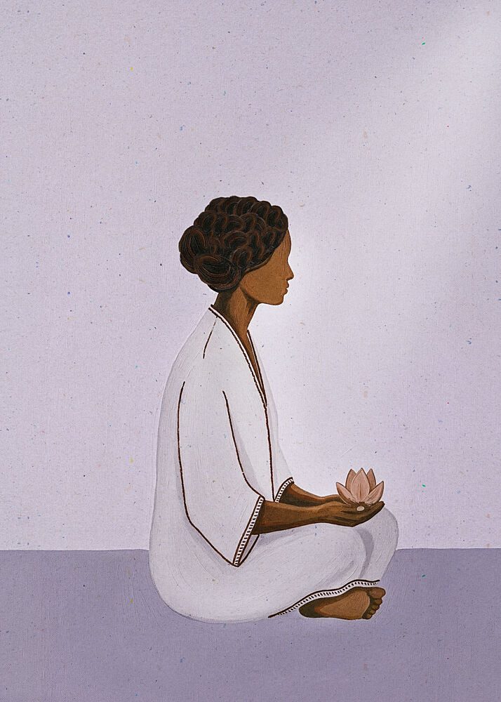 Meditating Woman with Lotus art print by Essa van Reis for $57.95 CAD