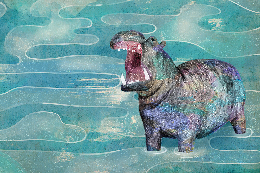 Hippos Big Yawn art print by Martina Scott for $57.95 CAD