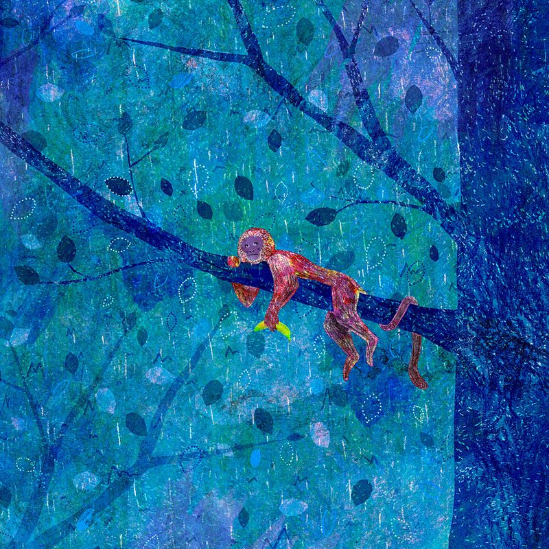 Sleepy Jungle Monkey art print by Martina Scott for $57.95 CAD
