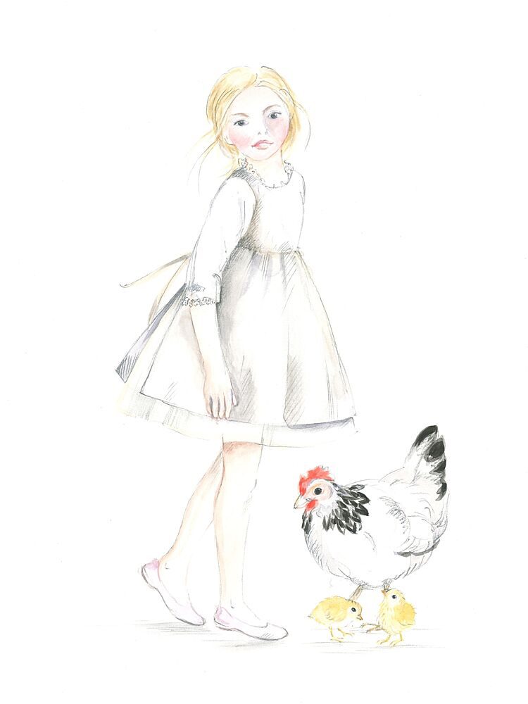 Child with Hen and Chicks Easter 26 art print by Isabelle Brent for $57.95 CAD