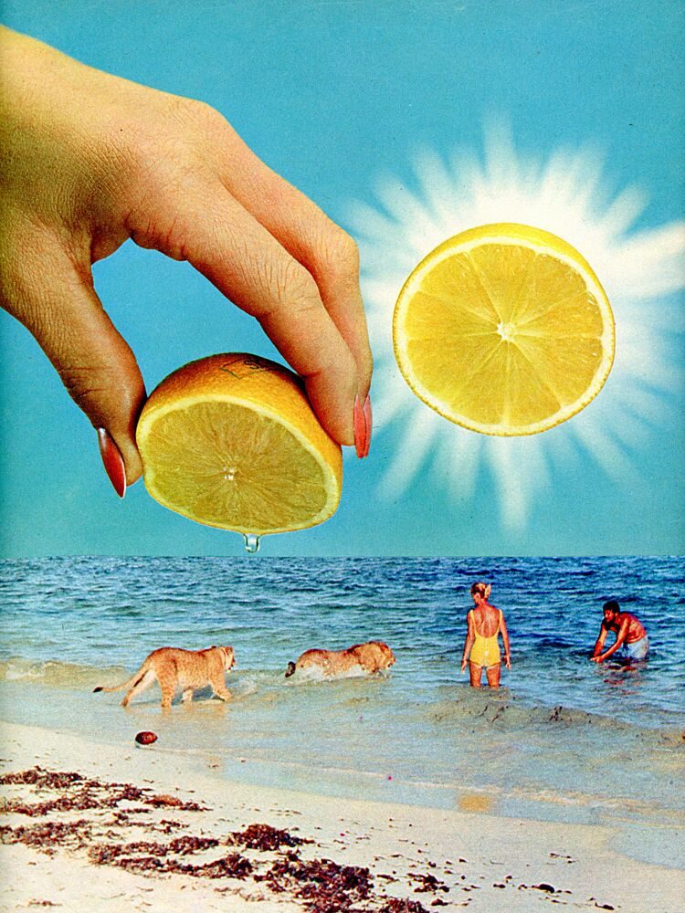 Lemon Sun Lions Beach art print by Betty Klaasse for $57.95 CAD