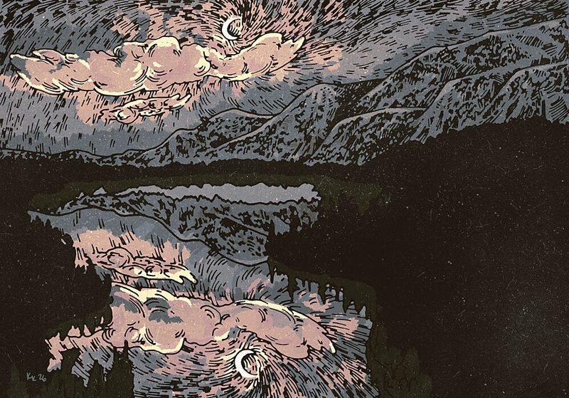 Moonlit Mountain Lake art print by Katariina Kosunen for $57.95 CAD