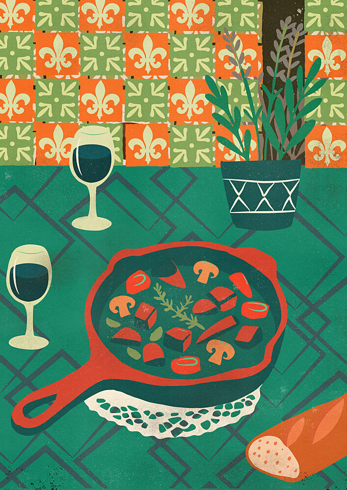 Cozy French Dinner art print by Nicholas for $57.95 CAD