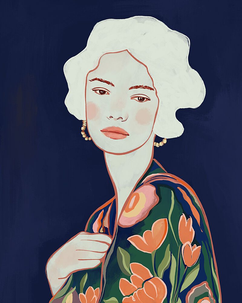 Elegant Floral Woman art print by Dotz and Cats for $57.95 CAD