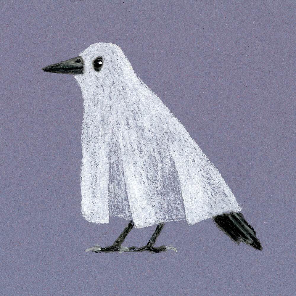 Funny Ghost Bird art print by Martina Scott for $57.95 CAD