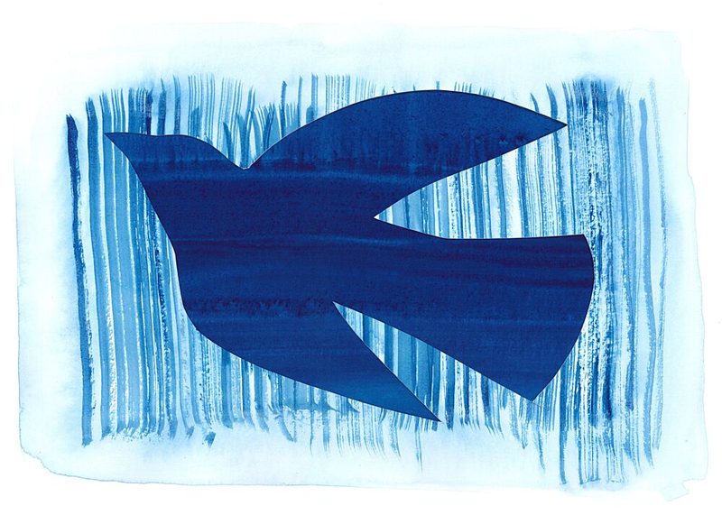 Blue Bird and Stripes Cut-Out art print by Isabelle Brent for $57.95 CAD