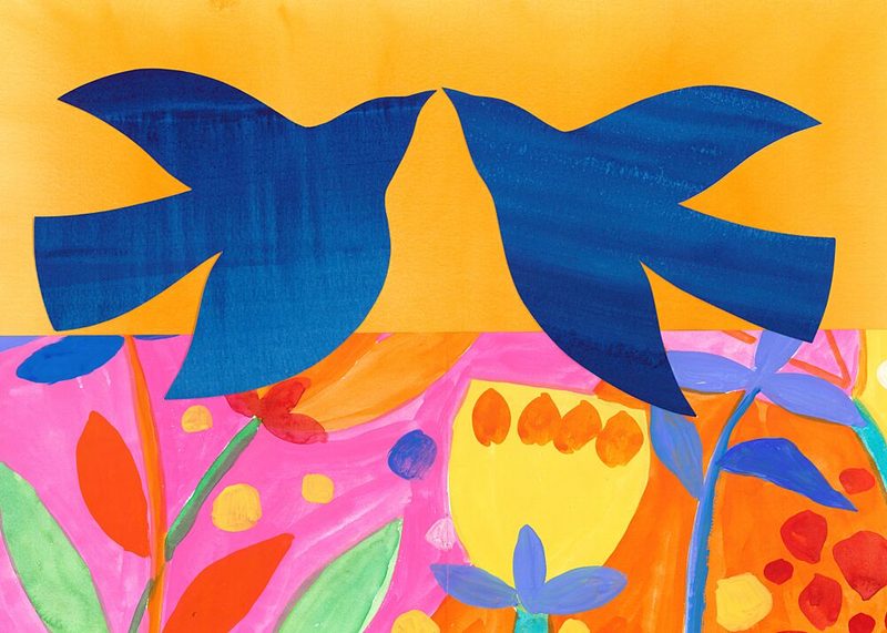 Love Birds Abstract Cut out art print by Isabelle Brent for $57.95 CAD