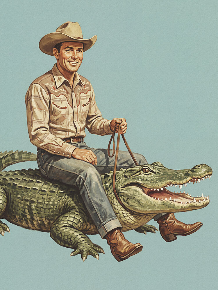 Cowboy Alligator Ride art print by Andreas Magnusson for $57.95 CAD