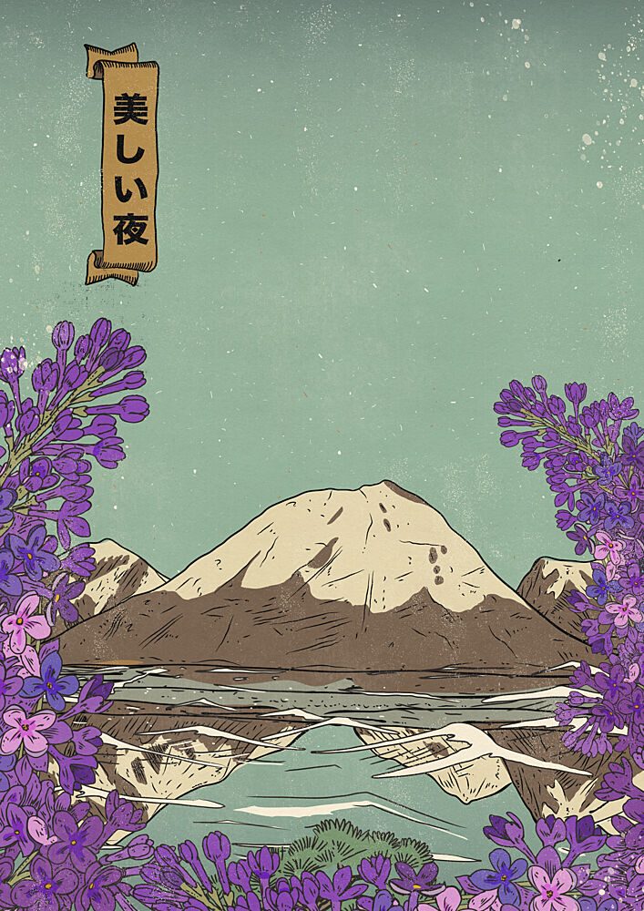 Mount Fuji Lilac Night art print by Nicholas for $57.95 CAD
