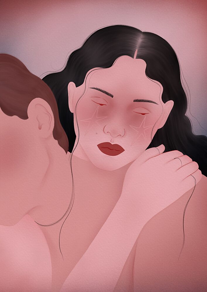 Crying Woman Embrace art print by Ida Alvarsson for $57.95 CAD