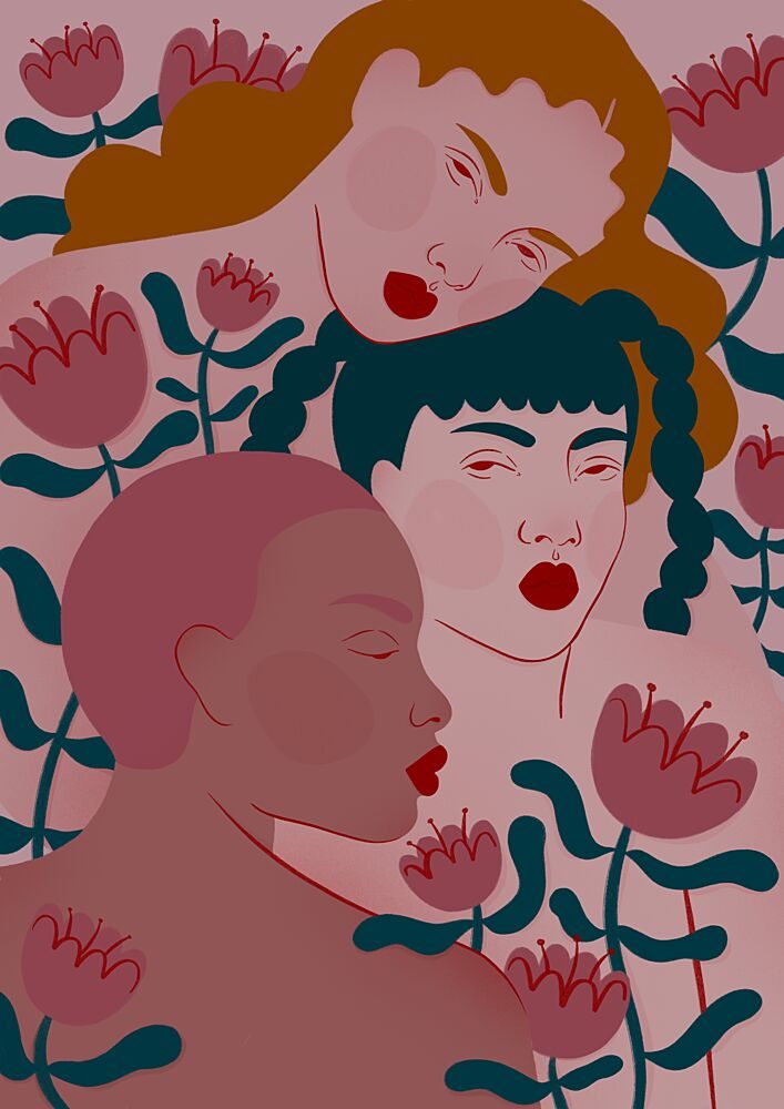 Three Women Floral Serenity art print by Ida Alvarsson for $57.95 CAD