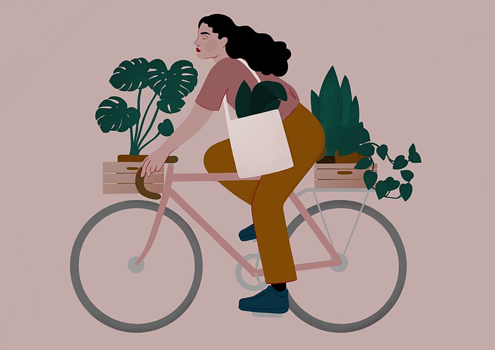 Cycling with Plants art print by Ida Alvarsson for $57.95 CAD
