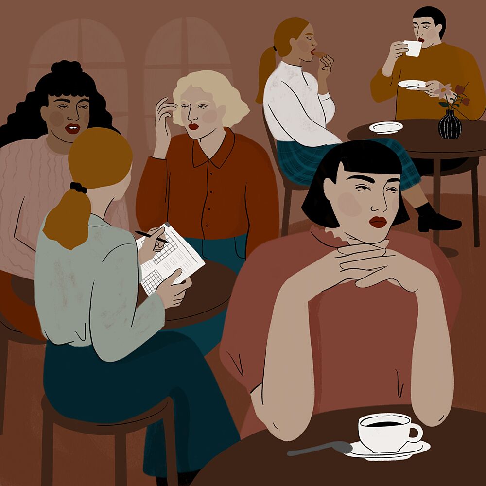 Cafe Conversations art print by Ida Alvarsson for $57.95 CAD