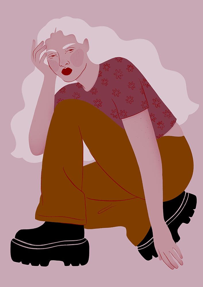 Pensive Fashion Girl art print by Ida Alvarsson for $57.95 CAD