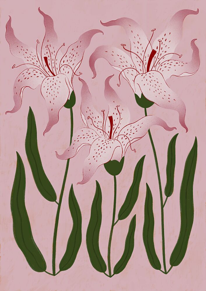 Botanical Pink Lilies art print by Ida Alvarsson for $57.95 CAD