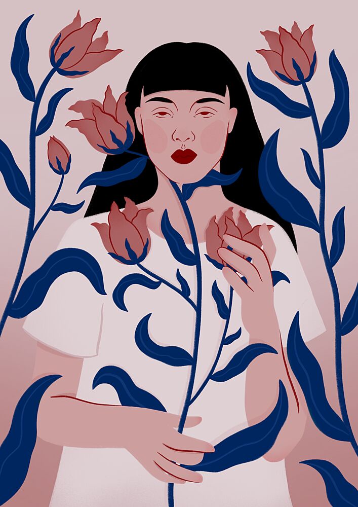 Serene Floral Portrait art print by Ida Alvarsson for $57.95 CAD