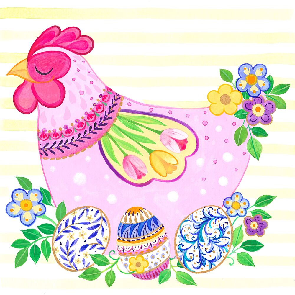 Easter Hen on Eggs art print by Isabelle Brent for $57.95 CAD