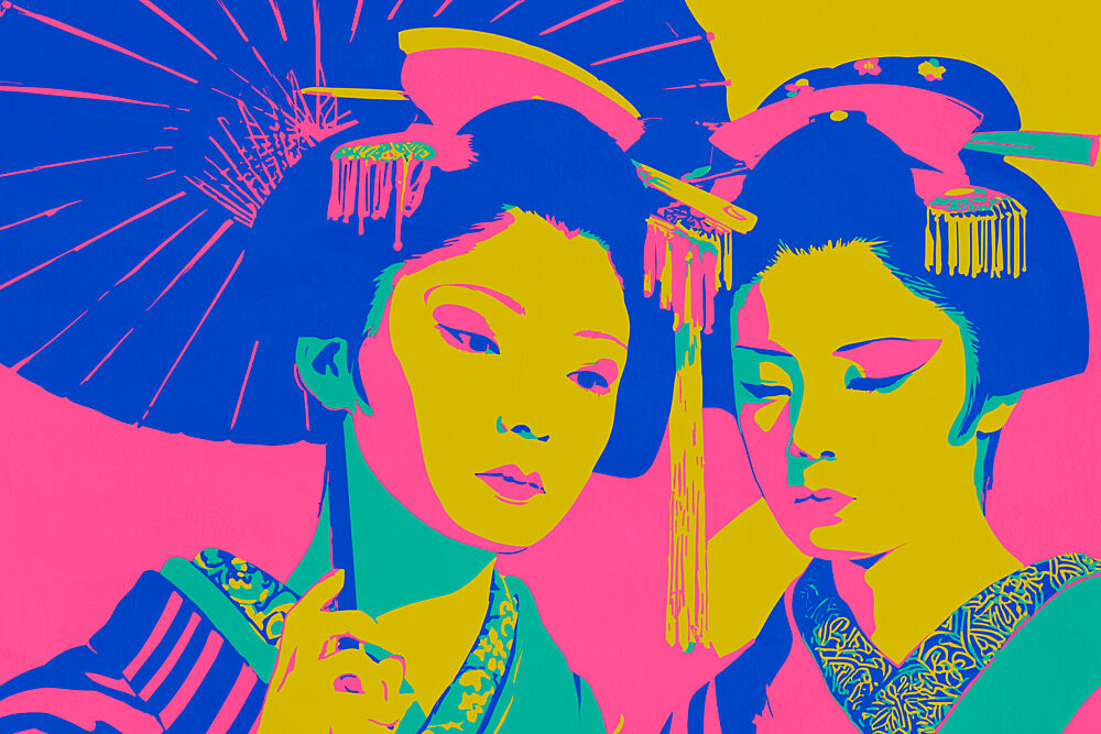Vibrant Japanese Geishas art print by Treechild for $57.95 CAD