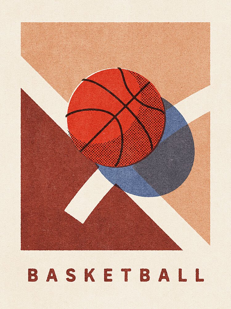 Retro Basketball Court art print by Daniel Coulmann for $57.95 CAD