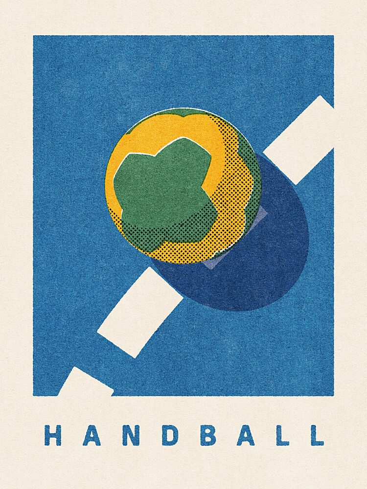 Retro Handball Action art print by Daniel Coulmann for $57.95 CAD