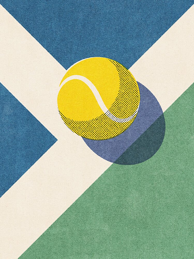 Retro Tennis Court Ball art print by Daniel Coulmann for $57.95 CAD