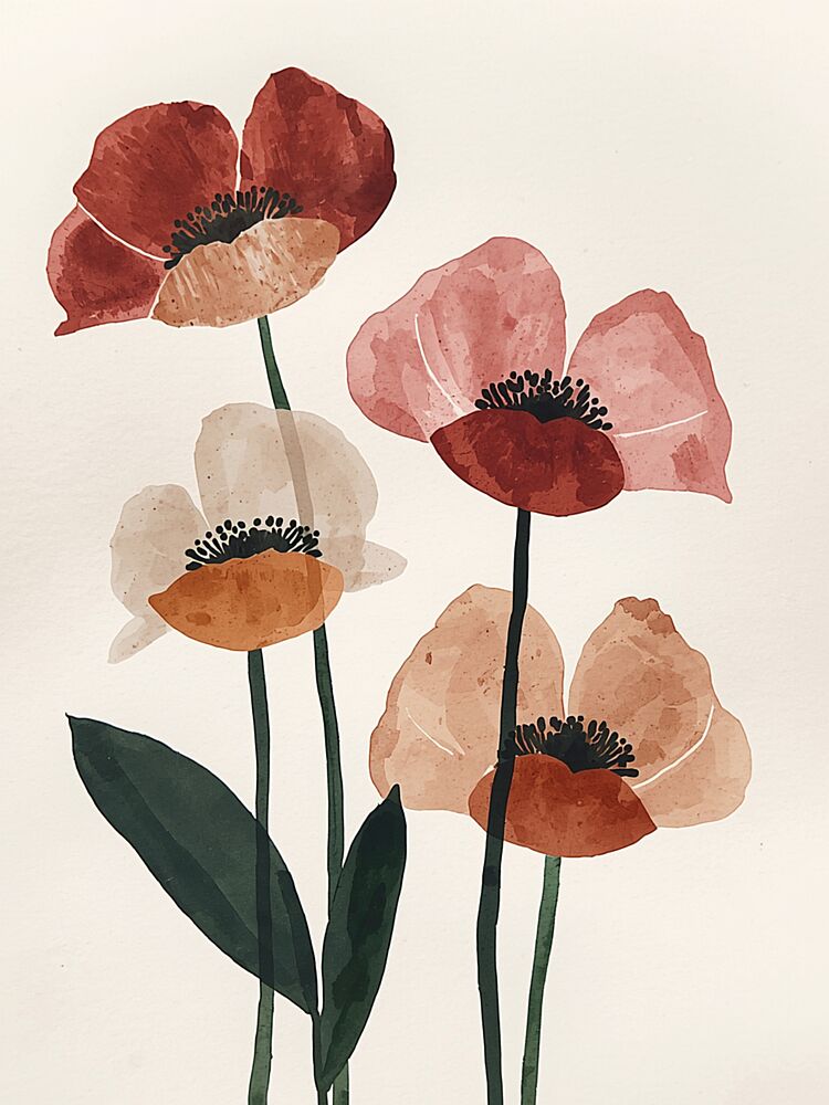 Soft Watercolor Poppies art print by Ohkimiko for $57.95 CAD