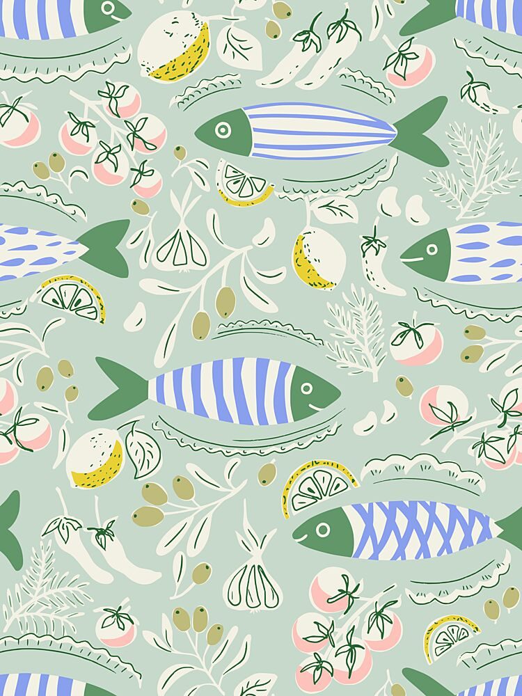 Playful Mediterranean Fish art print by Annick for $57.95 CAD