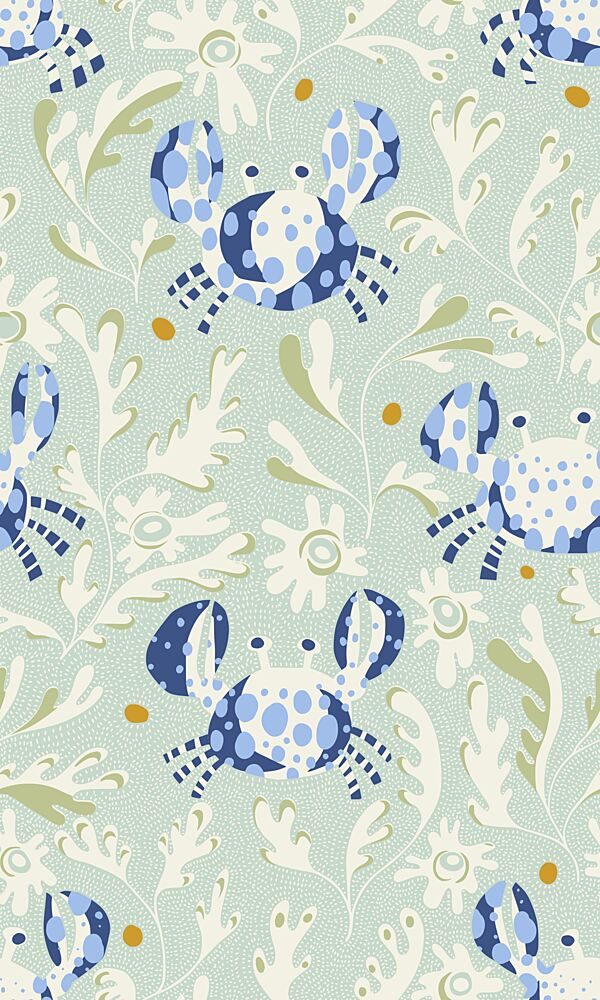 Whimsical Blue Crabs art print by Annick for $57.95 CAD