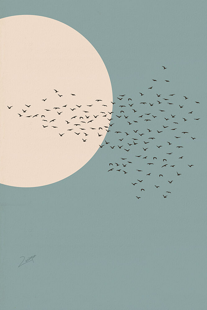 Birds Across the Moon art print by Zarish Chaudhry for $57.95 CAD