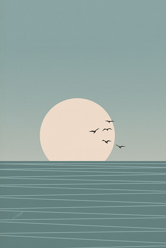 Serene Ocean Sunset art print by Zarish Chaudhry for $57.95 CAD