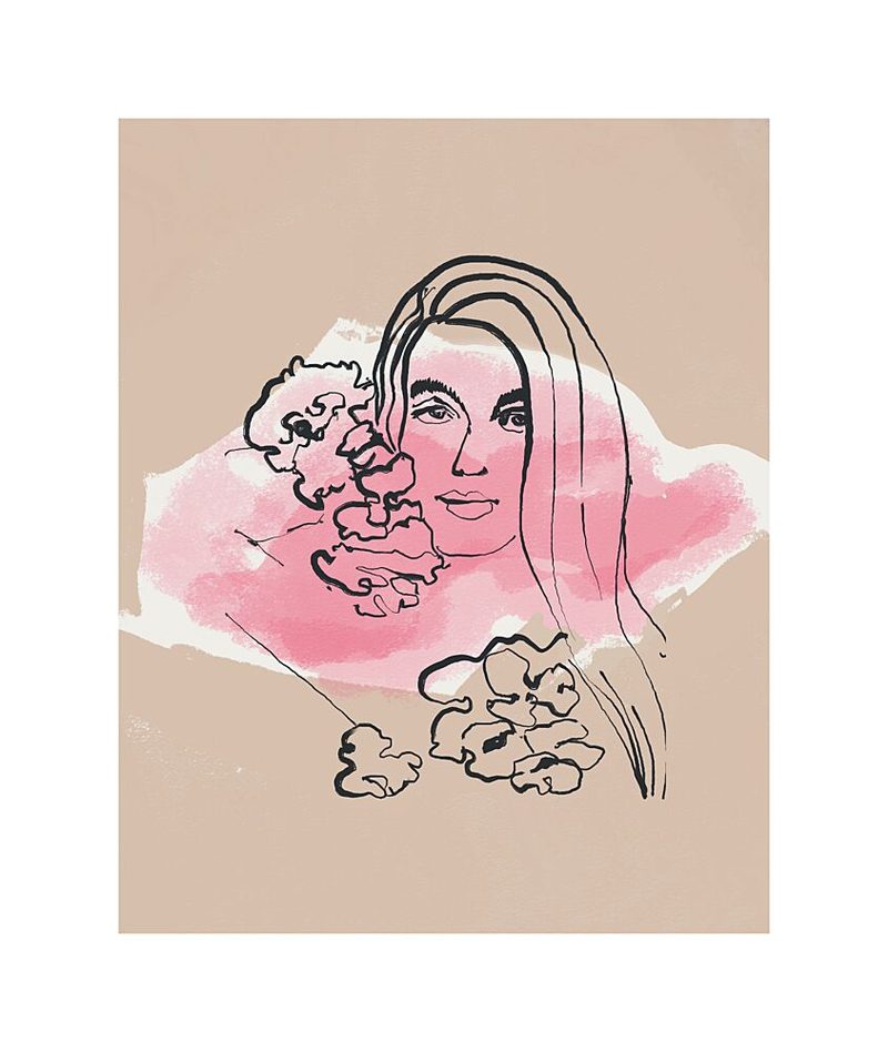 Pink Floral Woman art print by Beate Tubach for $57.95 CAD