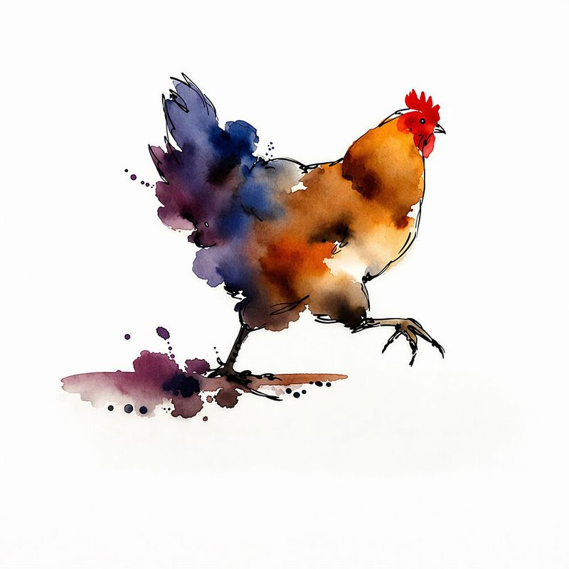 Vibrant Watercolor Chicken art print by Natalie Bruns for $57.95 CAD