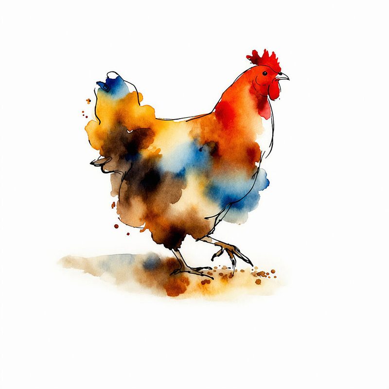 Vibrant Watercolor Chicken art print by Natalie Bruns for $57.95 CAD