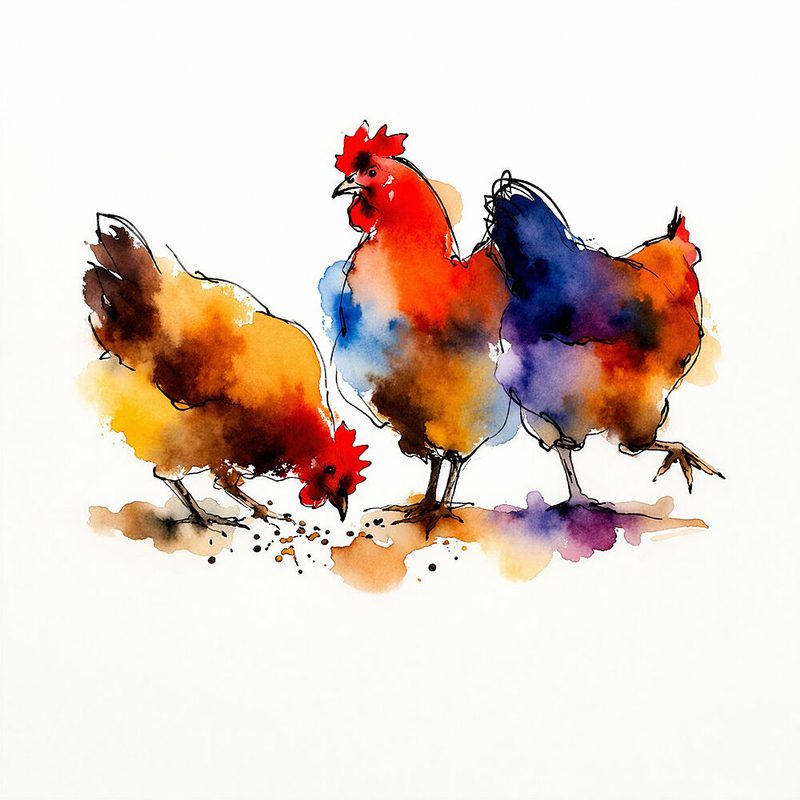 Vibrant Farm Chickens art print by Natalie Bruns for $57.95 CAD
