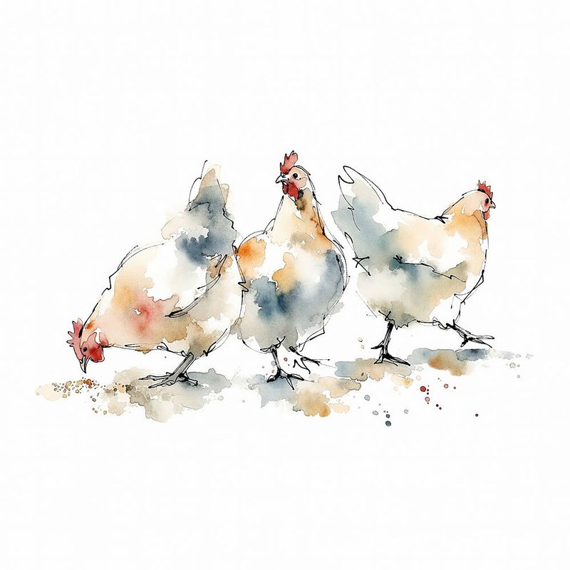 Watercolor Farm Hens art print by Natalie Bruns for $57.95 CAD