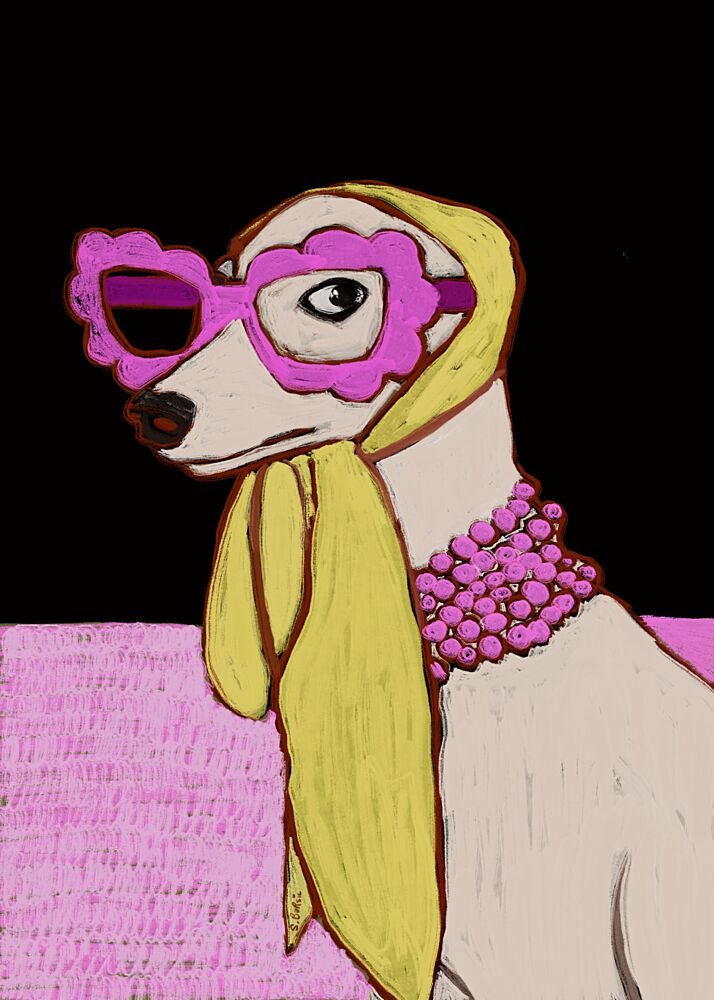 Pink Dog Fashionista art print by Sharyn Bursic for $57.95 CAD
