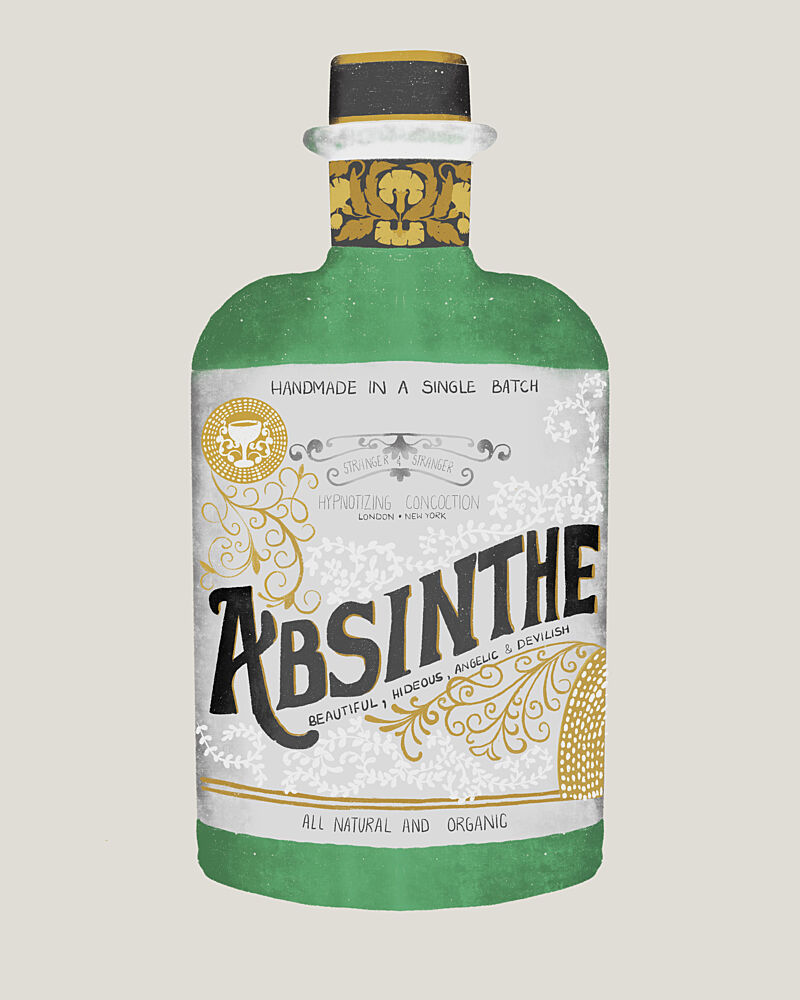 Vintage Absinthe Elixir Bottle art print by Yami Sm for $57.95 CAD