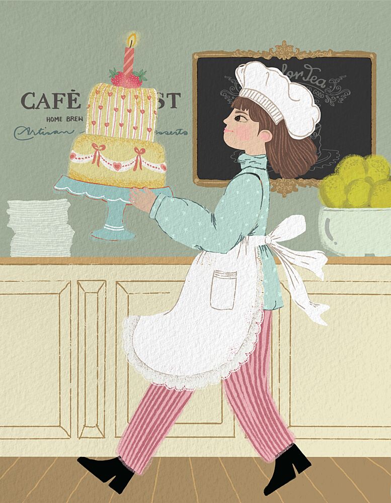 Charming Baker with Cake art print by Yami Sm for $57.95 CAD