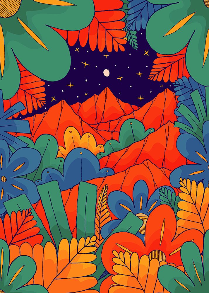Vibrant Jungle Night art print by Stephen Wade for $57.95 CAD