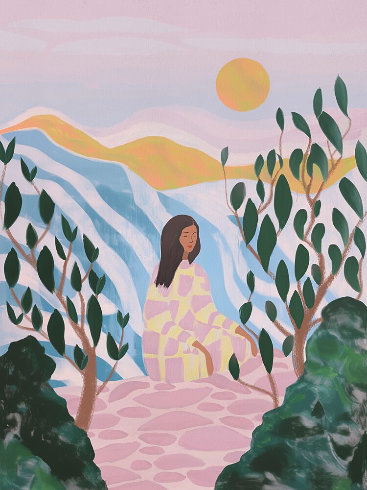 Woman in Serene Landscape art print by Essa van Reis for $57.95 CAD