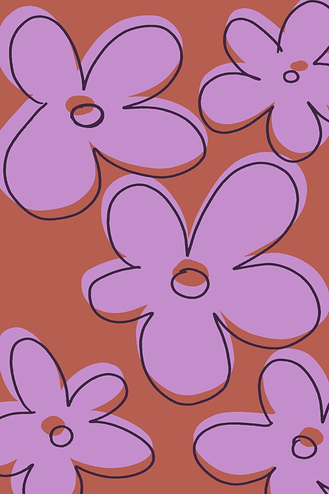 Retro Purple Flowers art print by Treechild for $57.95 CAD